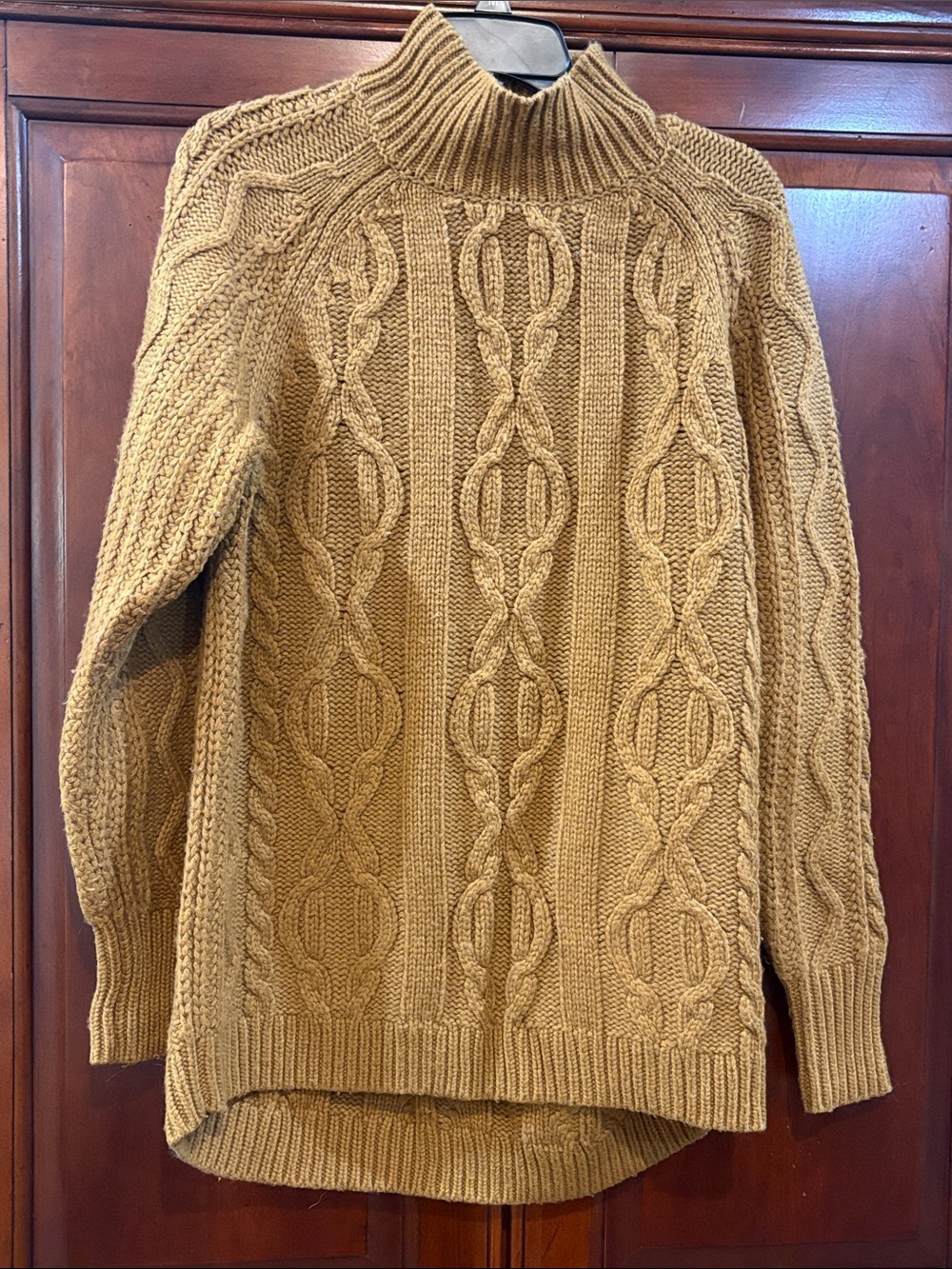 L.L. Bean Cable Knit Turtleneck Sweater - Mustard